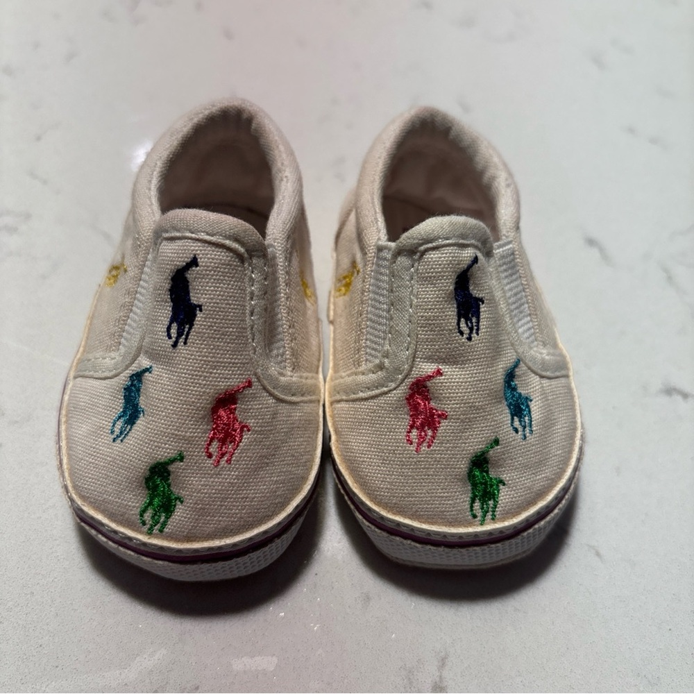 Polo Ralph Lauren Baby Slip-On Shoes Multicolor Pony 0-6M Crib Sneakers